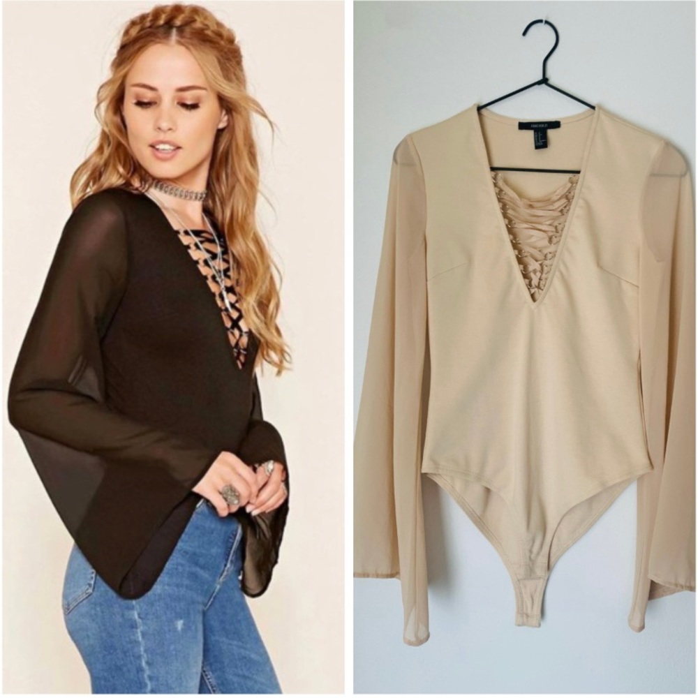 NEW Forever 21 Lace Up Bodysuit